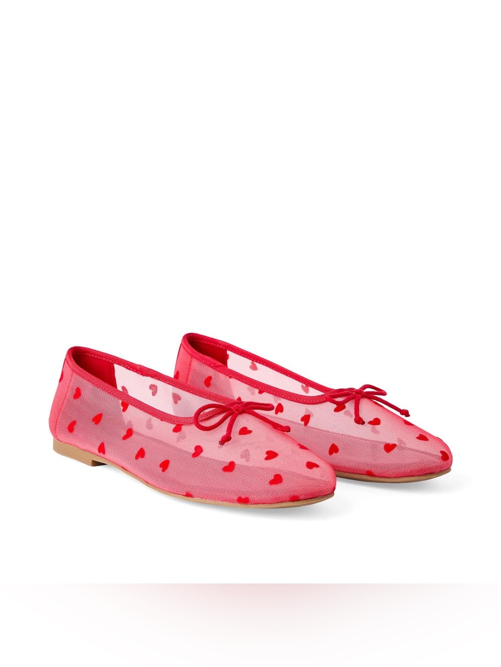 Women’s Red Heart Mesh Ballet Flats